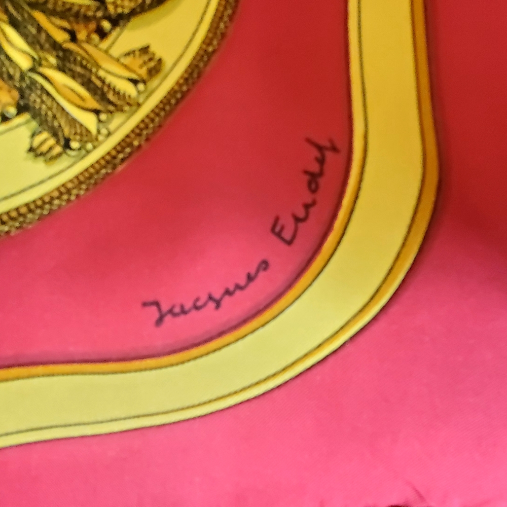 Hermes Silk Scarf in Fuscia, Yellow, White - Picture 10 of 11